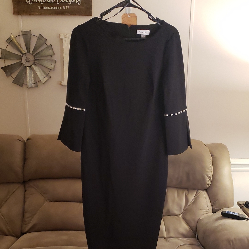 Calvin Klein Black Dress with Pearl Details 6